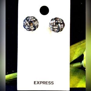 Express Silver Tone Knot Post Earrings .3 inch